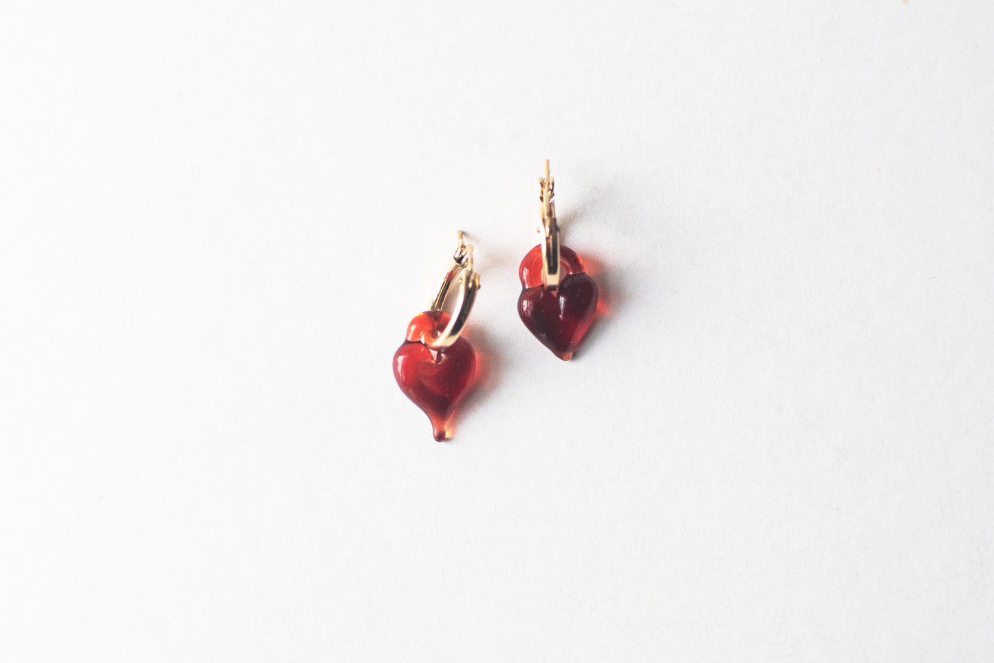 Red Heart Earrings Gold