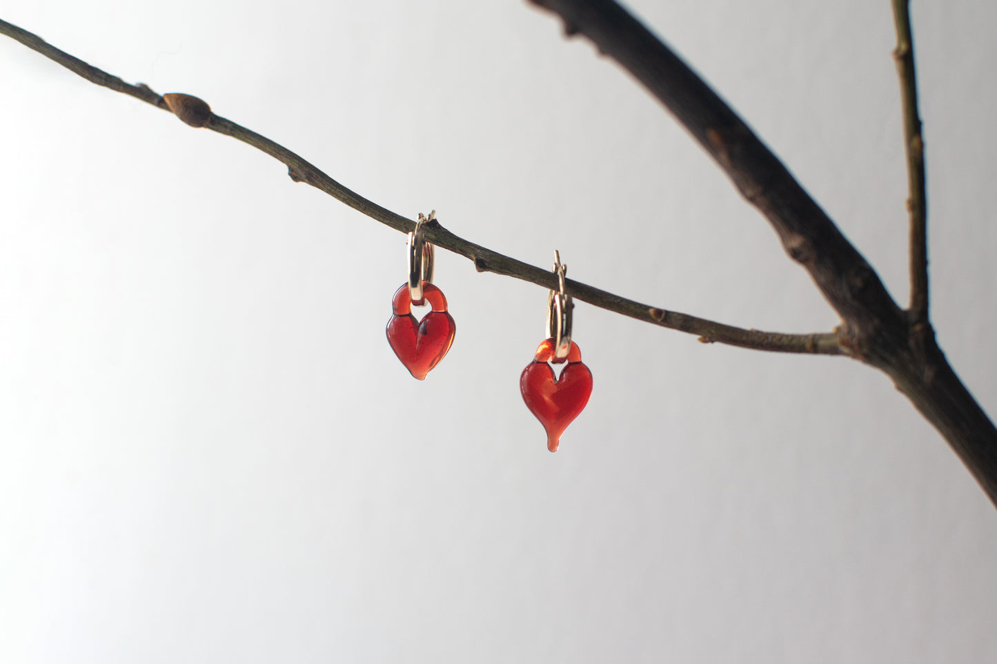 Red Heart Earrings Gold