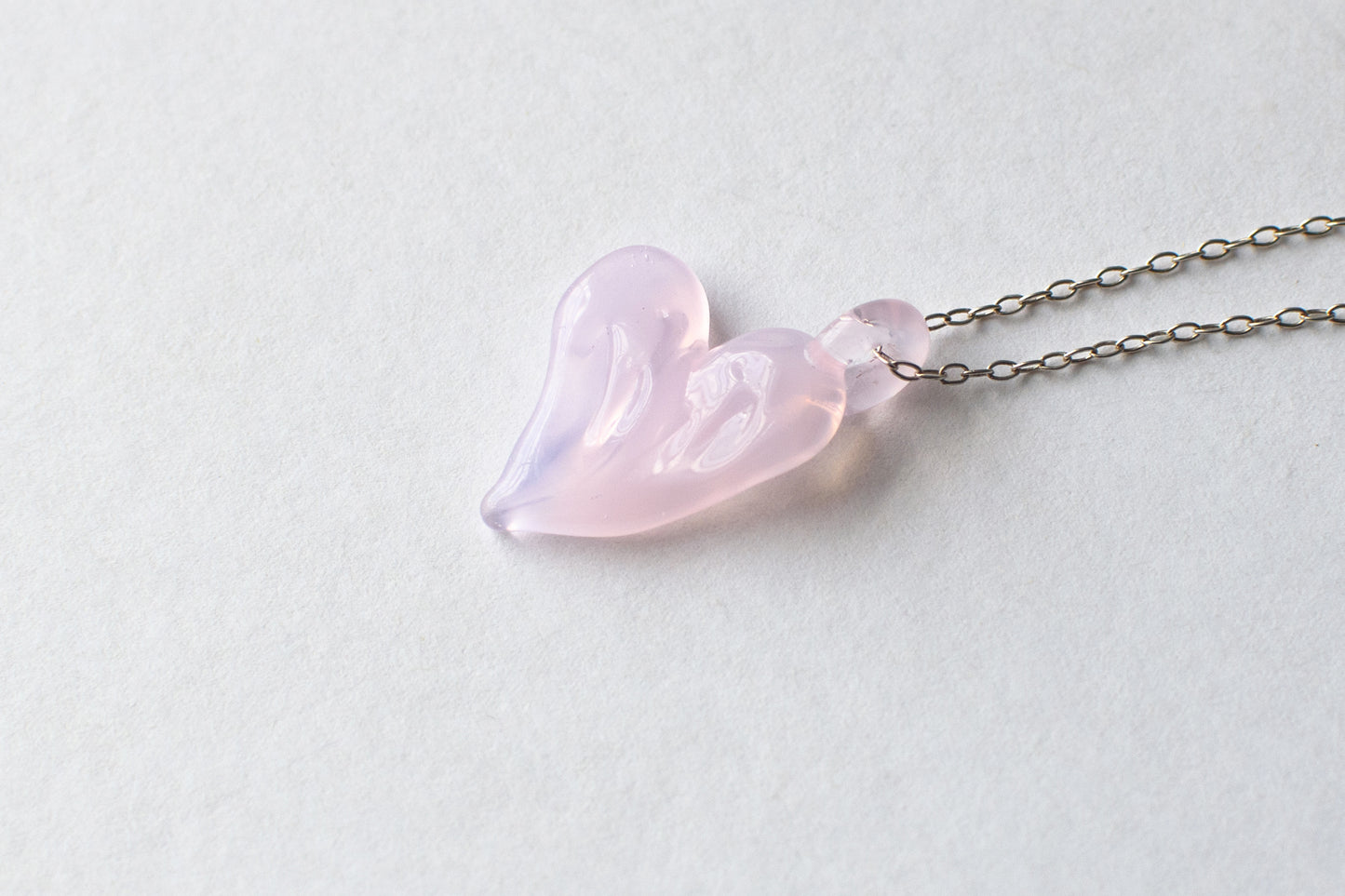 Ripple Heart Necklace Pink