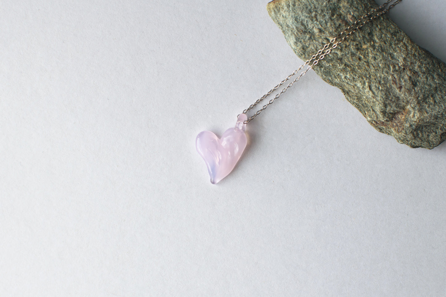 Ripple Heart Necklace Pink