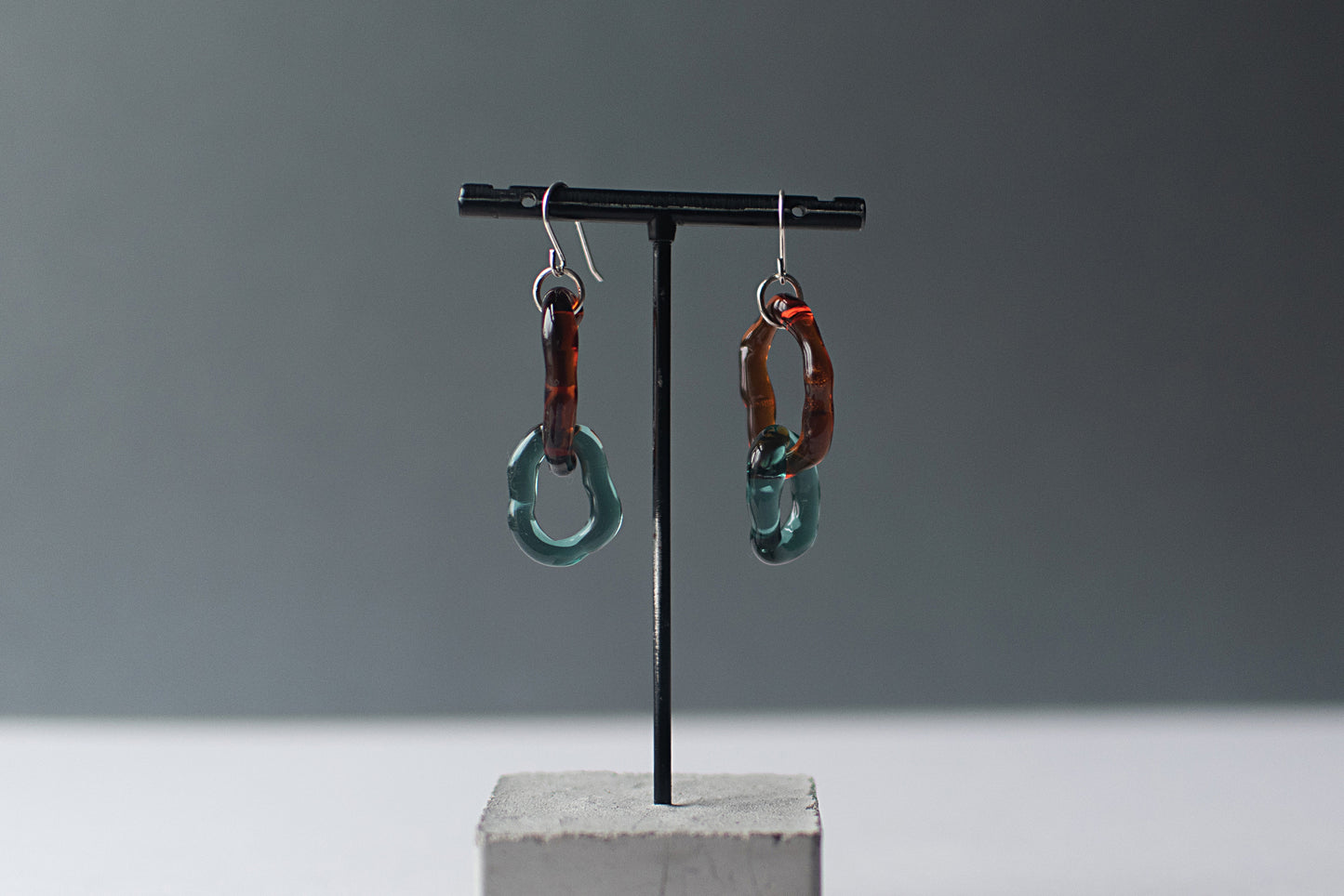 Double Hoop Earrings Amber x Teal