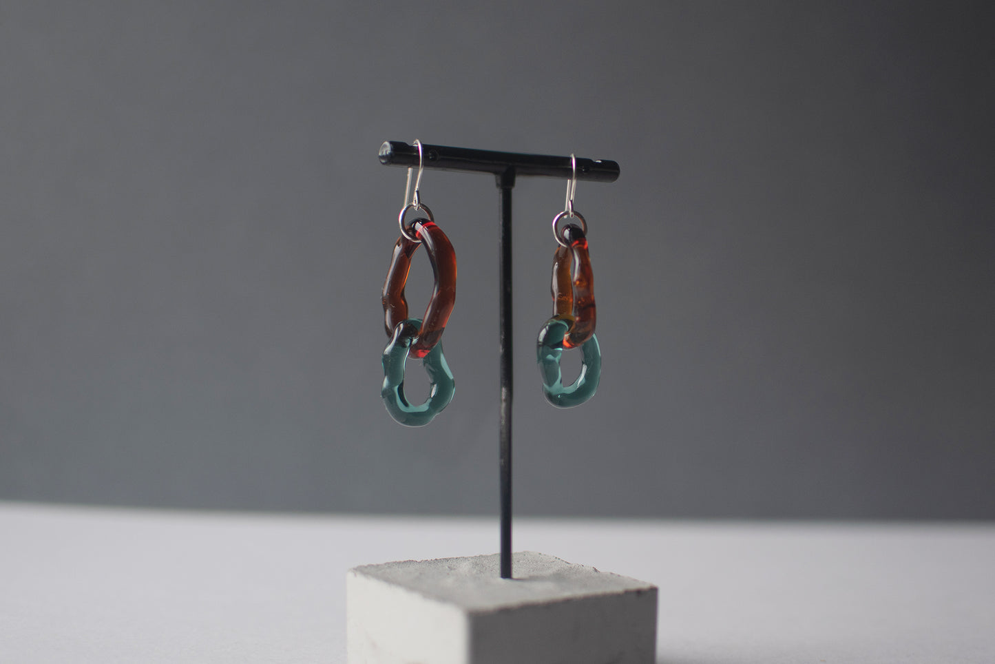 Double Hoop Earrings Amber x Teal