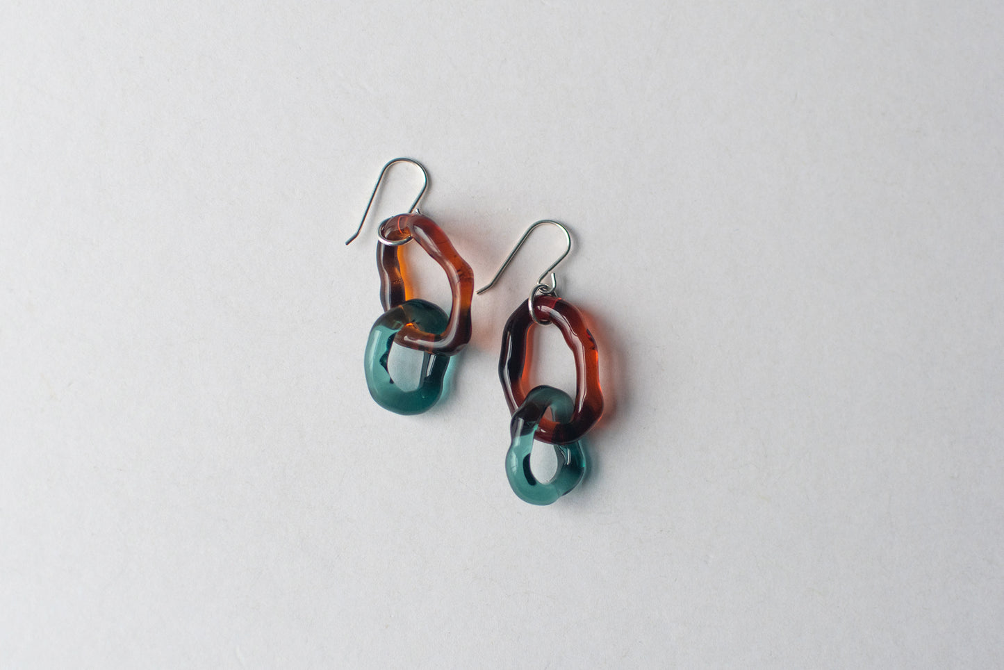 Double Hoop Earrings Amber x Teal