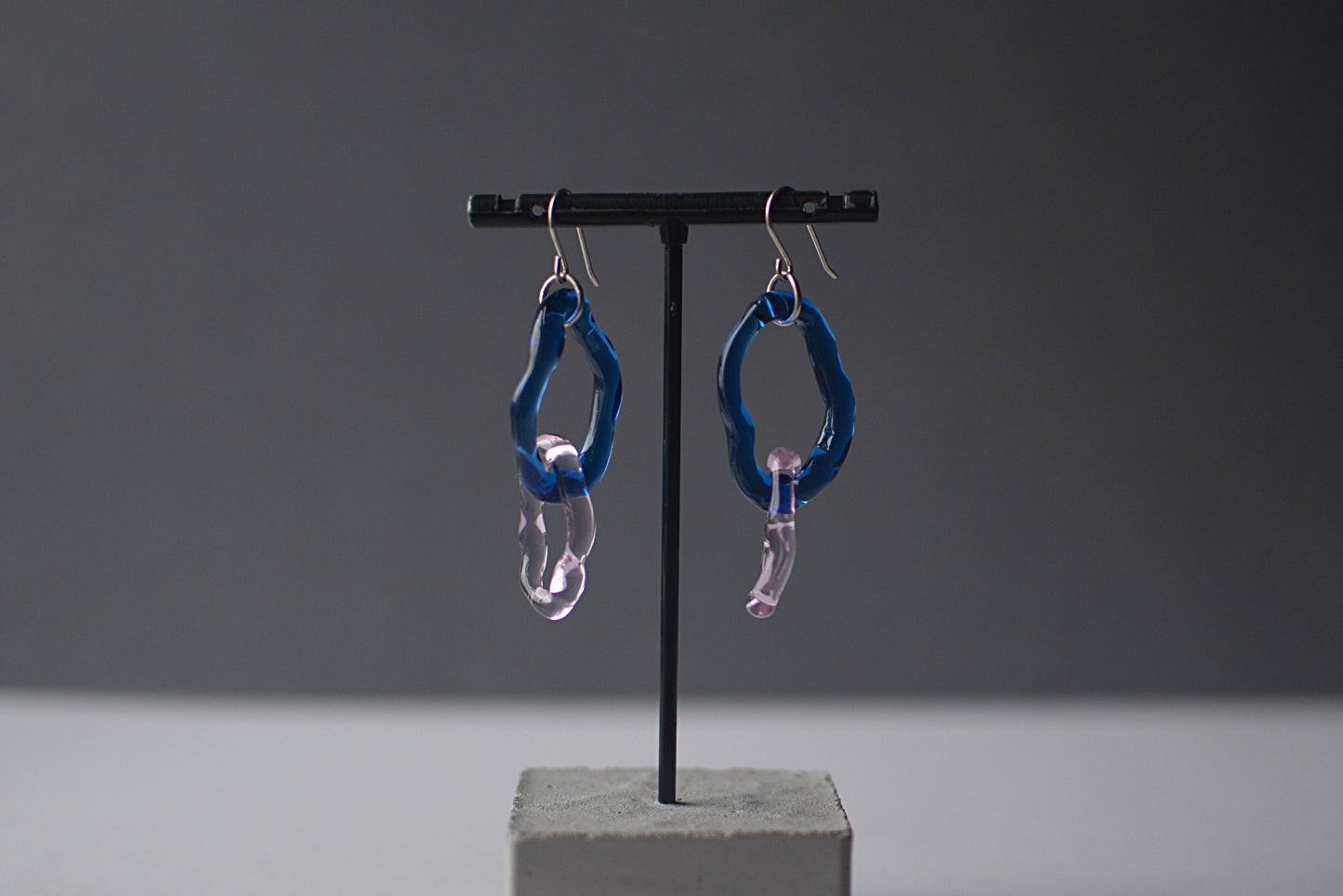 Double Hoop Earrings Pink x Blue