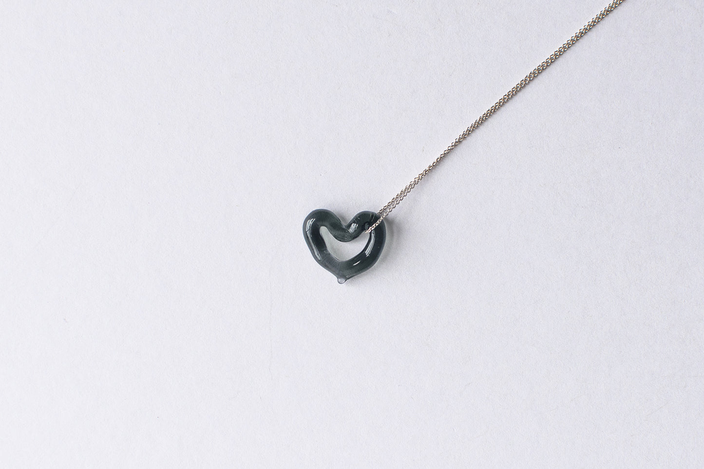 Open Heart Necklace - Transparent Black