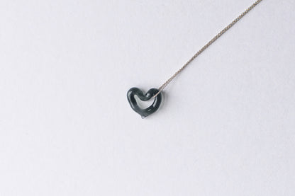 Open Heart Necklace - Transparent Black