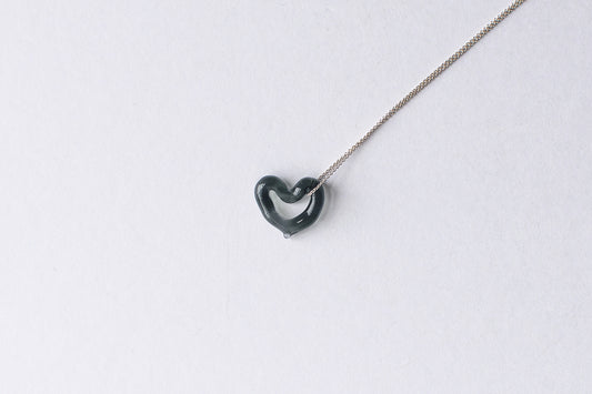 Open Heart Necklace - Transparent Black