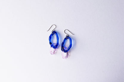 Double Hoop Earrings Pink x Blue