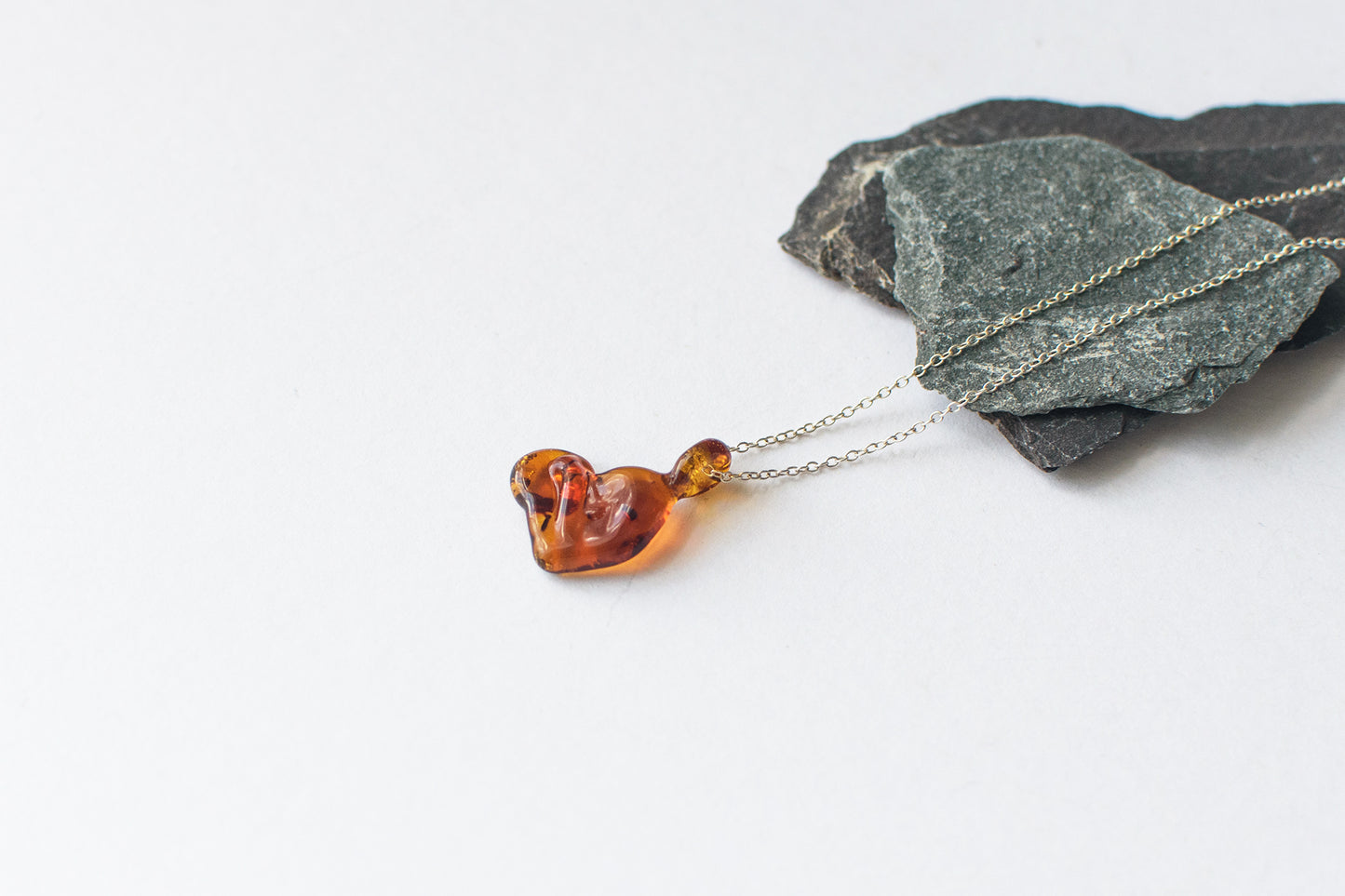 Ripple Heart Necklace - Amber