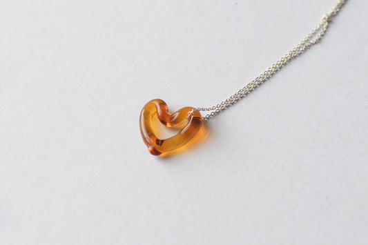 Open Heart Necklace - Amber