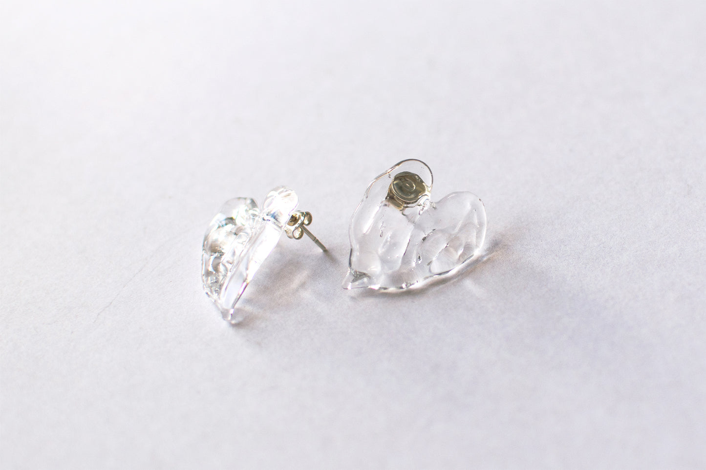 Ripple Heart Earrings  - Clear