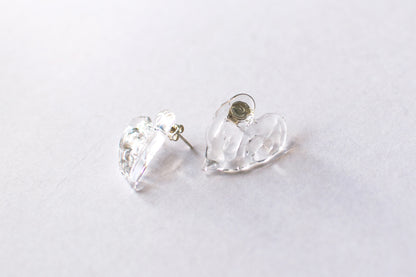 Ripple Heart Earrings  - Clear