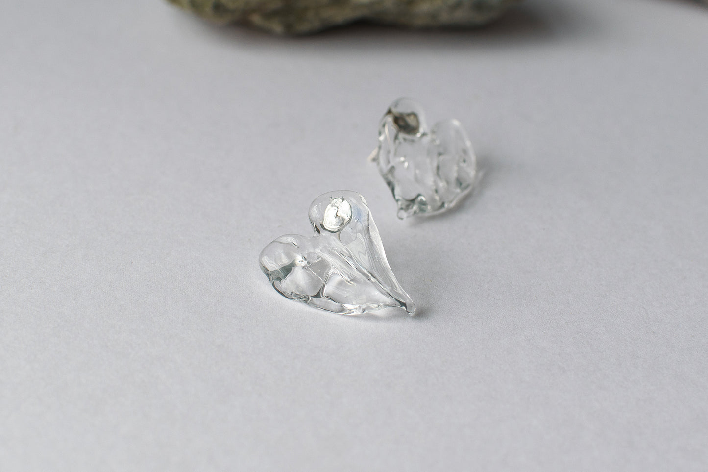 Ripple Heart Earrings  - Clear