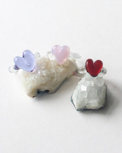 Chunky Heart Ring Sakura Pink