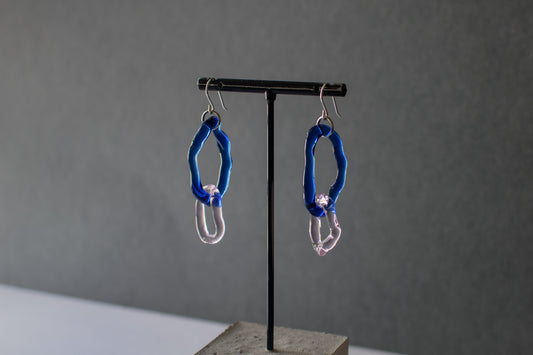 Double Hoop Earrings Pink x Blue