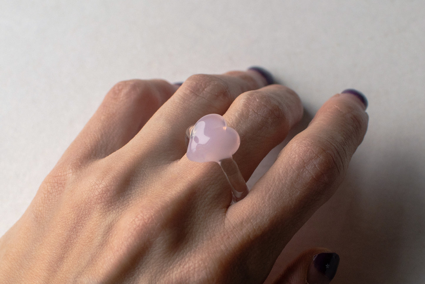 Chunky Heart Ring Sakura Pink