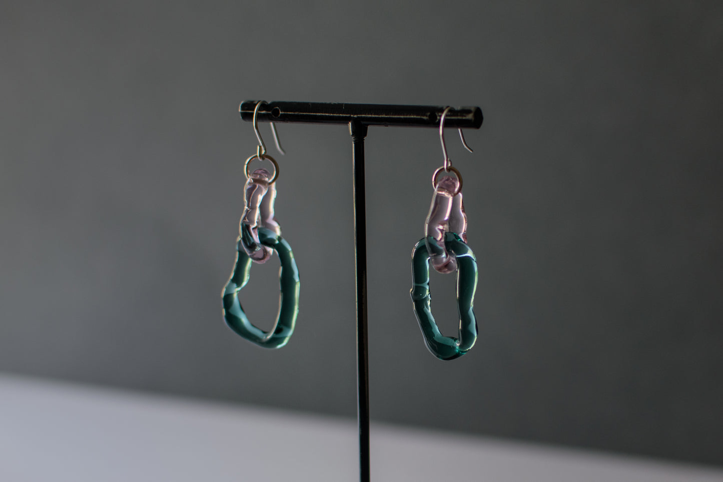 Double Hoop Earrings Pink x Teal