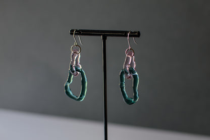 Double Hoop Earrings Pink x Teal