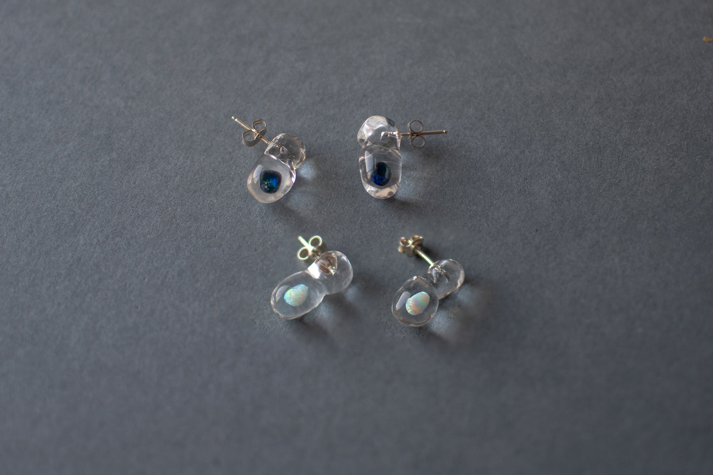 Opal earrings blue