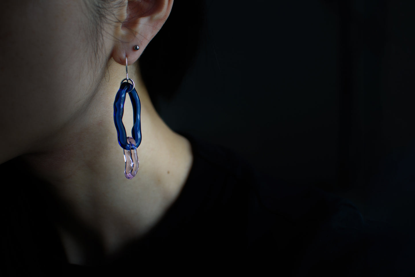 Double Hoop Earrings Pink x Blue