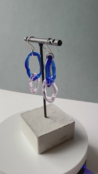 Double Hoop Earrings Pink x Blue