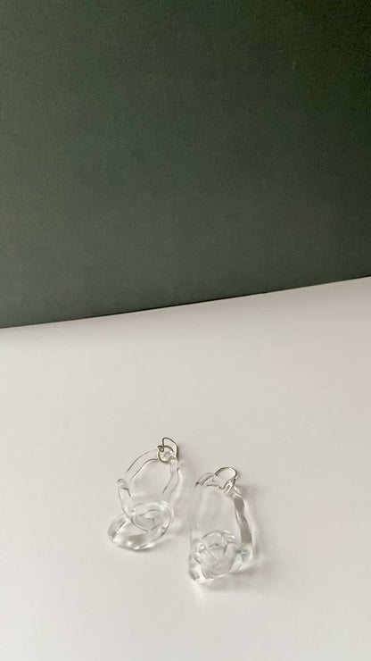 Double Hoop Earrings Clear Large