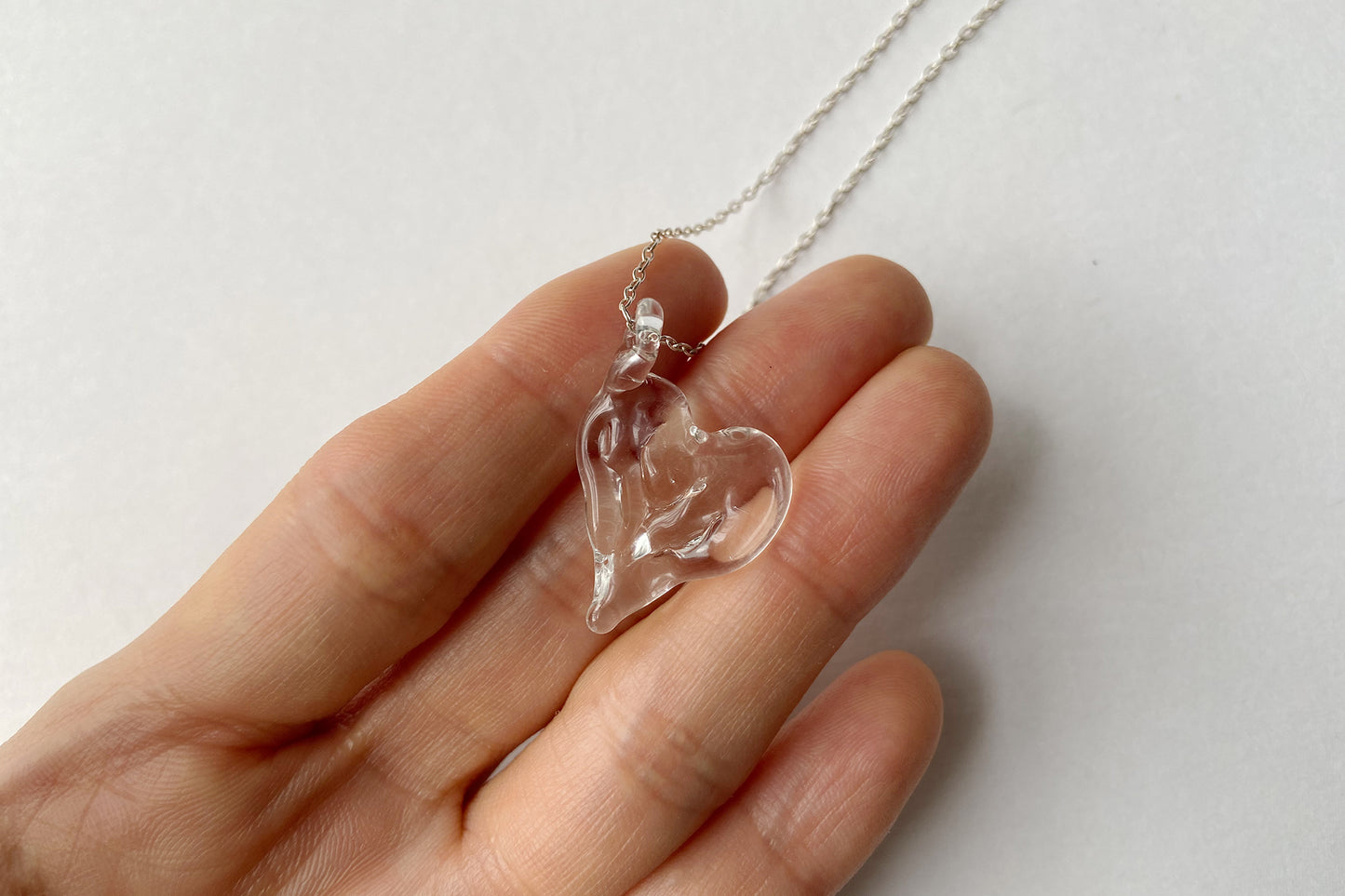 Ripple Heart Necklace - Clear