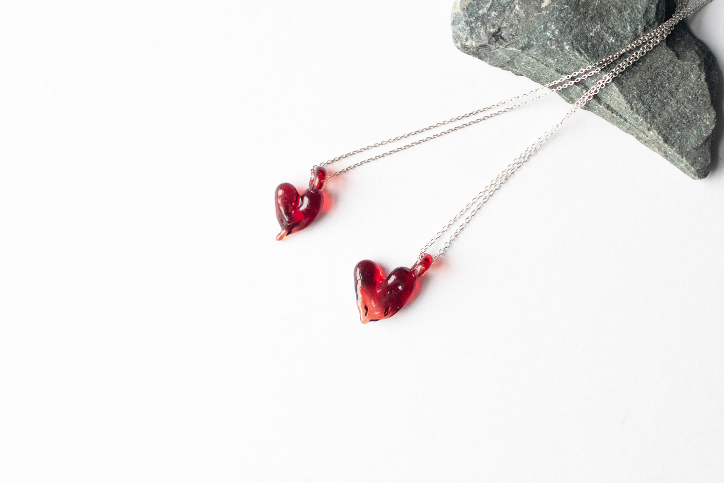 Ripple Heart Necklace - Red