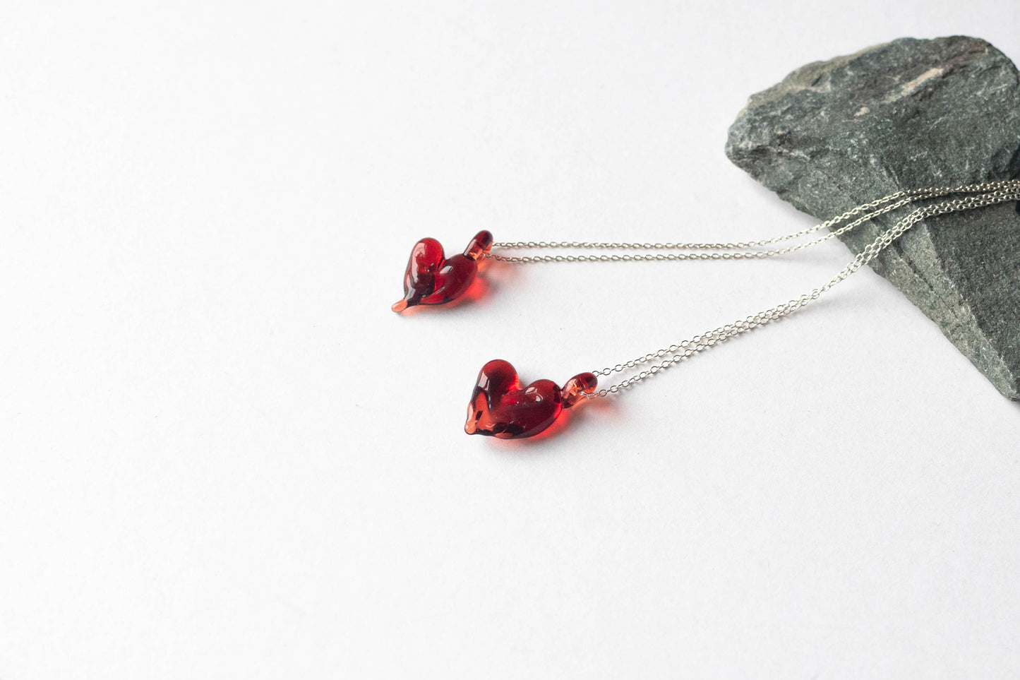 Ripple Heart Necklace - Red