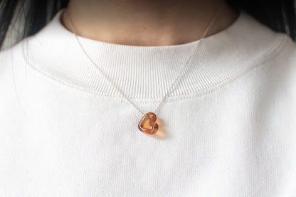 Open Heart Necklace - Amber