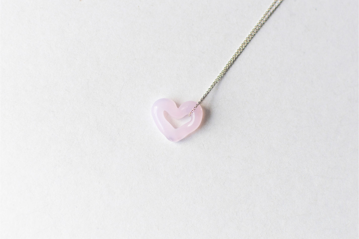 Open Heart Necklace - Pink