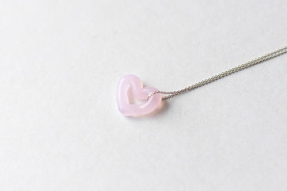 Open Heart Necklace - Pink