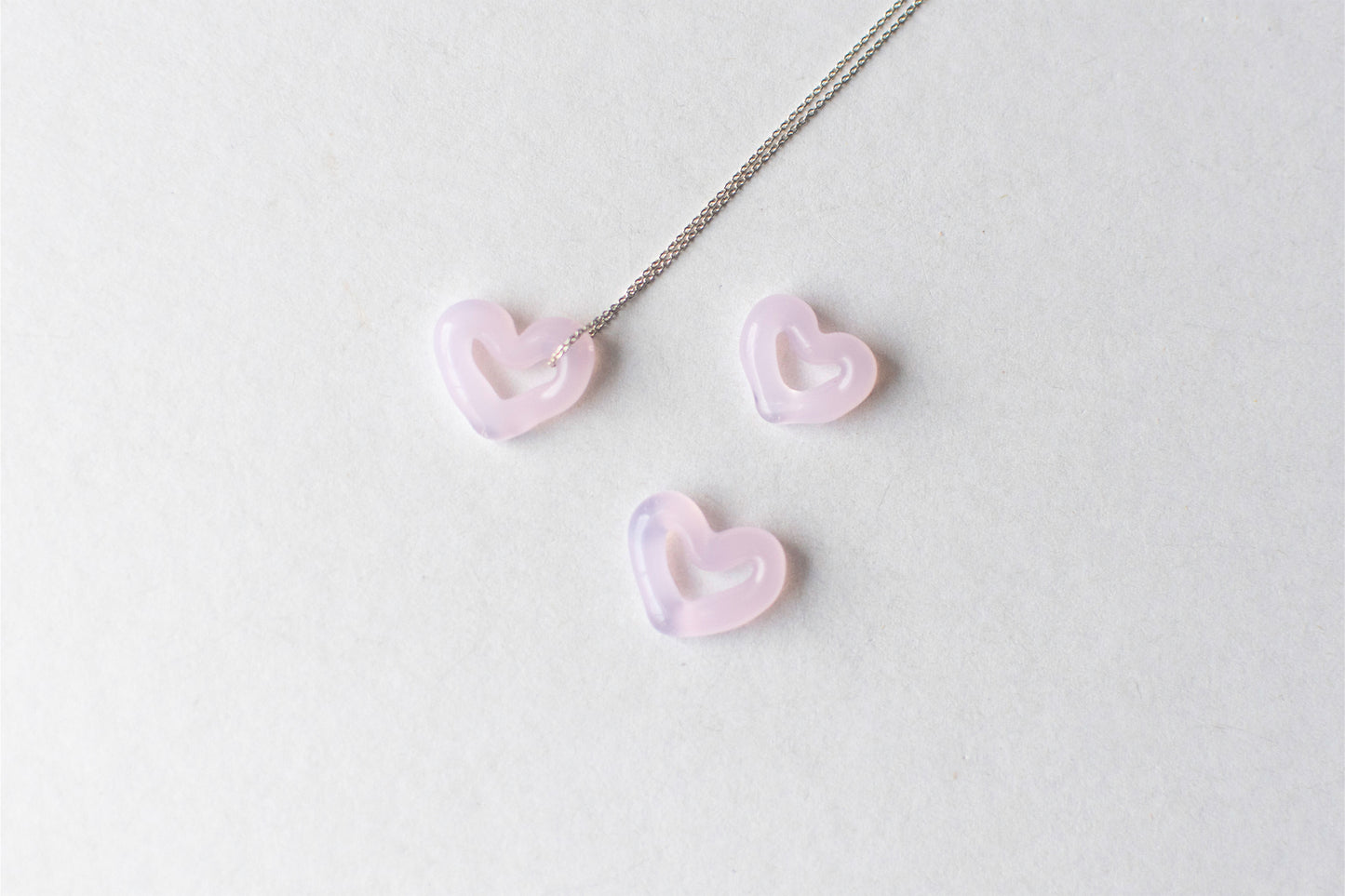 Open Heart Necklace - Pink