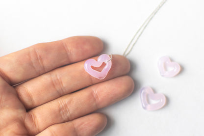 Open Heart Necklace - Pink