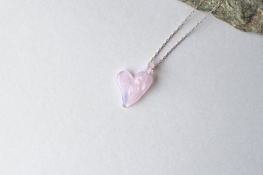 Ripple Heart Necklace Pink