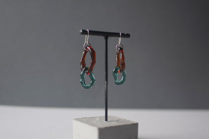 Double Hoop Earrings Amber x Teal
