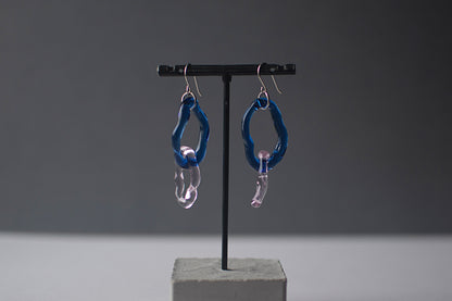 Double Hoop Earrings Pink x Blue
