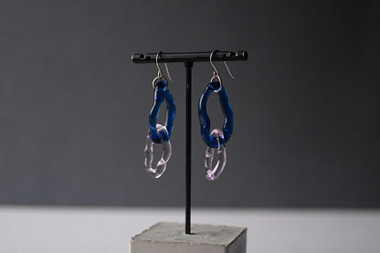 Double Hoop Earrings Pink x Blue