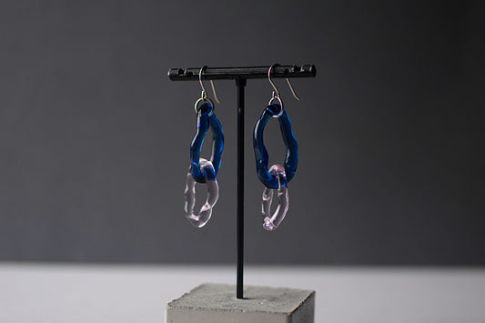 Double Hoop Earrings Pink x Blue