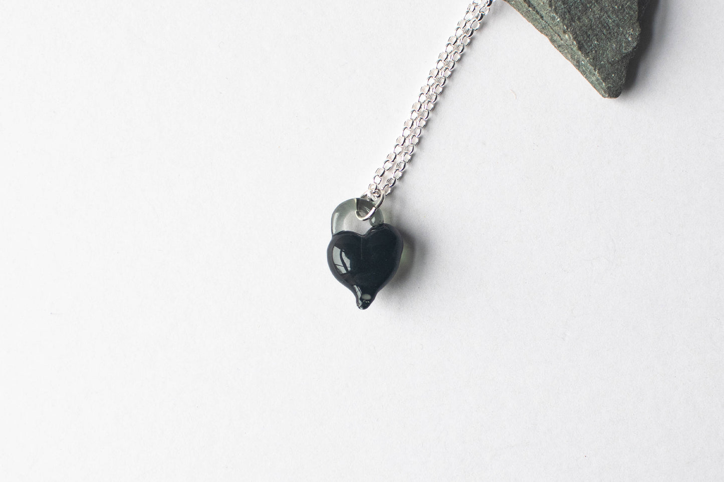 Chunky Heart Necklace - Transparent Black