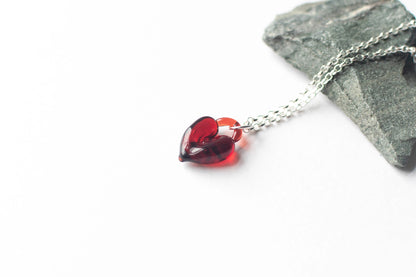 Chunky Heart Necklace - Red