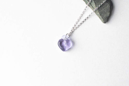 Chunky Heart Necklace - Purple