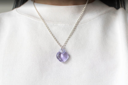 Chunky Heart Necklace - Purple