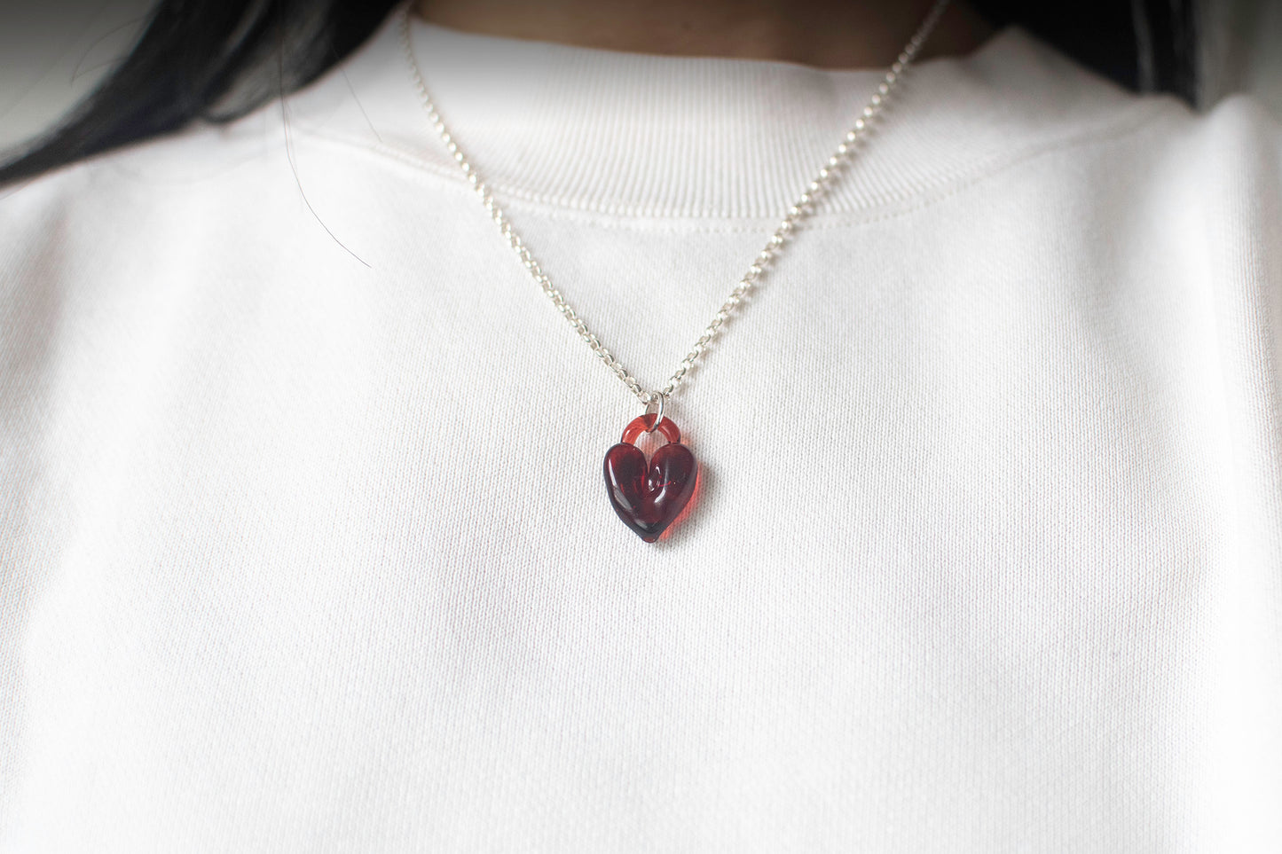 Chunky Heart Necklace - Red