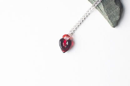 Chunky Heart Necklace - Red