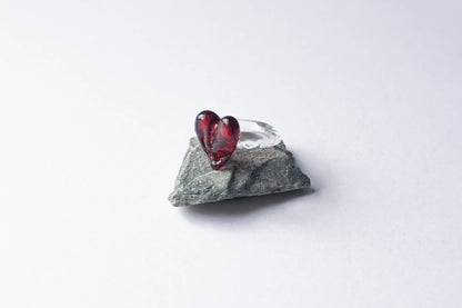 Chunky Heart Ring Red