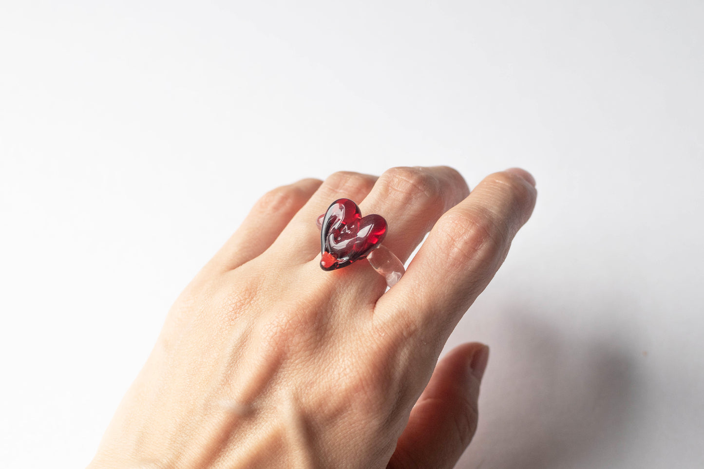 Chunky Heart Ring Red