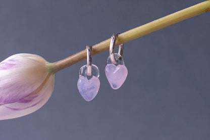 Tiny Heart Earrings Silver x Sakura