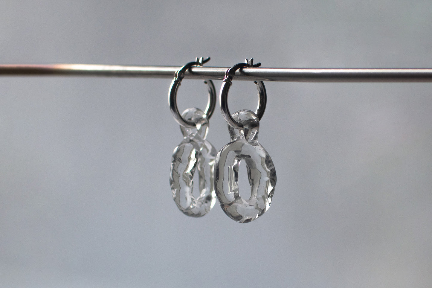 Textured Link Earrings Silver